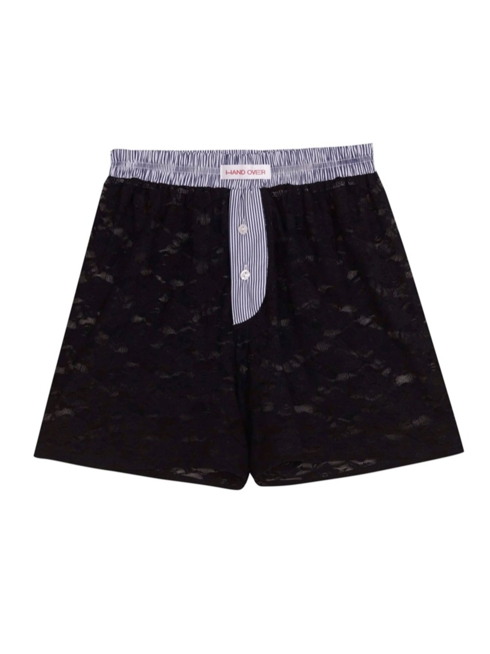 Hand Over Ex-Boyfriend Julio Black Lace Boxer Shorts with Stripe Waistband